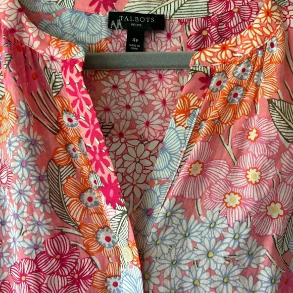 Talbots Dress Women’s 4P Barbiecore pink Floral cottagecore shirt dress - Picture 4 of 9